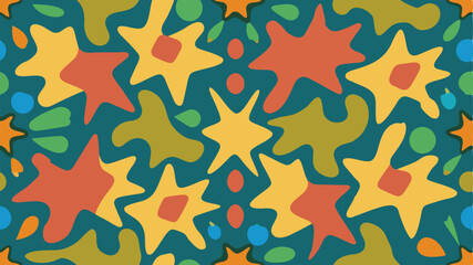 random Abstract organic shape seamless pattern. Flat cartoon background collection, simple random shapes wallpaper. Contemporary art style print texture.
