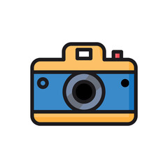 Photo camera vector icon, isolated white background editable.