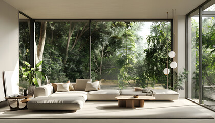 Fototapeta premium Living room interior design in minimalist style