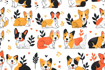 Obraz premium Seamless dog patter, continuous background