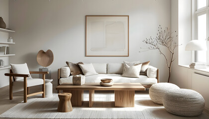 Fototapeta premium Living room interior design in minimalist style