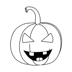 continuous line drawing of halloween pumpkin isolated on transparent background. Vector illustration