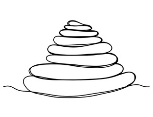 continuous line drawing of Pebbles pile of flat stones Zen rock balancing isolated on transparent background. vector illustration