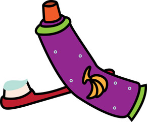 Tooth Paste and Tooth Brush Vector Illustration