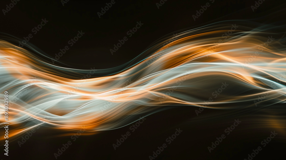 Poster Elegant Gradient Light Waves in Blue and Orange Hues