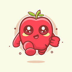 cheerful apple fruit character mascot running isolated cartoon in flat style design 