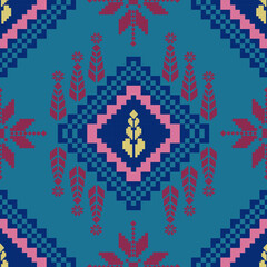 Seamless pixel art ethnics, Traditional Ukrainian
Cross-Stitch Embroidery Detailed Vector.