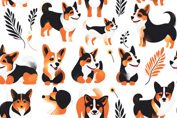 Fototapeta premium Seamless dog patter, continuous background