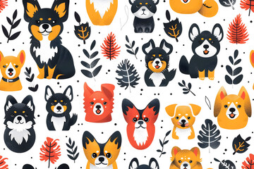 Obraz premium Seamless dog patter, continuous background