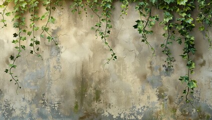 On a picture wallpaper with a textured background, trees are painted with branches with leaves hanging from them