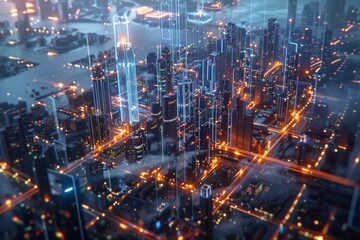 Fototapeta premium Cyberpunk Cityscape: A Digital Metropolis