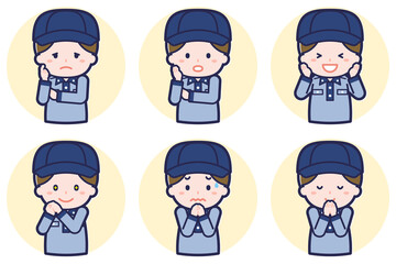 男性郵便配達員のポーズセット_04