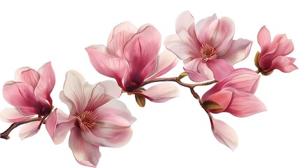 Obraz premium Pink Magnolia Flower Branch Petals bloom in Spring for Beauty Fragrance Decoration Concept.