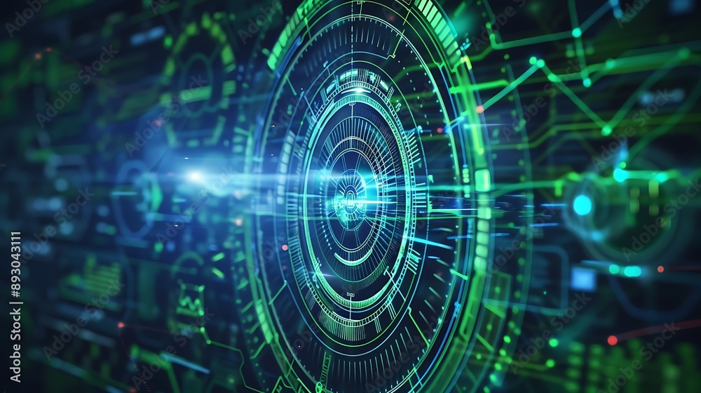 Poster digital abstract technology interface with virtual data network for modern futuristic artificial int