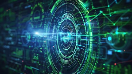 Obraz premium Digital Abstract Technology Interface with Virtual Data Network for Modern Futuristic Artificial Intelligence Innovation Concept.