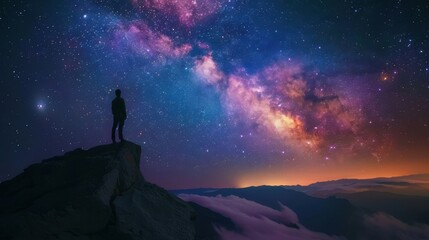 Enchanting night sky aglow with the colors of the galaxy, offering a serene and mesmerizing backdrop for nature lovers