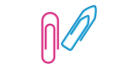 Pair Of Paper Clips Isolated On White Background, Realistic Paper Clips Vector Illustration.