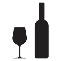 Wine and Glass Silhouette Vector Illustration