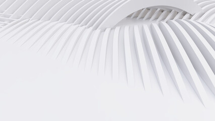 Abstract Curved Shapes. White Circular Background.