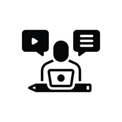 Black solid icon for content creator