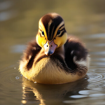 Un lindo patito beb&eacute; amarillo visto de frente