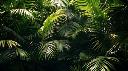 Tropical Green Palm Leaves environmental conservation ecology concept.