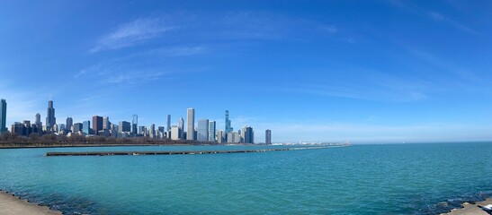 Fototapeta premium Chicago City skyline, City View, Lake Michigan 2022