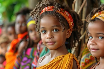 Fototapeta premium Embracing Diversity: Multiethnic Family with Kids Enjoying Cultural Festival and Celebrating Unity in a Melting Pot Society