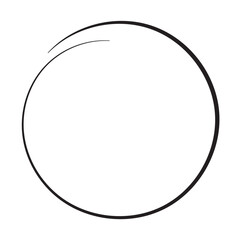Hand drawn black doodle circle highlights. Brush marker pen round circle isolated on white background.
