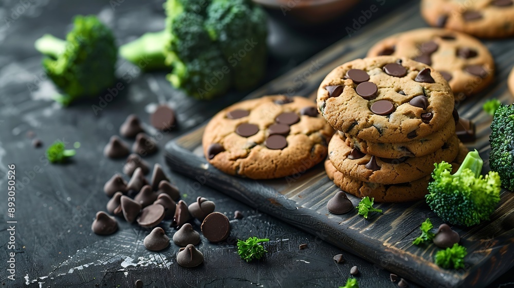 Poster in this board game broccoli beats chocolate chip cookies that means healthy food is better than junk