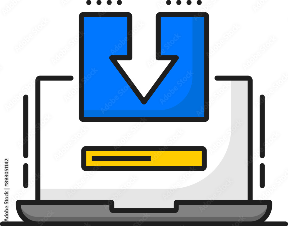 Leinwandbilder laptop software update downloading color line icon. personal computer application update, computer s