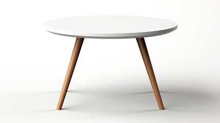 Modern White Round Table with Wooden Legs
