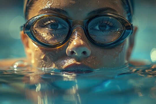 Active Senior Woman Swimming Laps in Pool for Fitness and Well-being