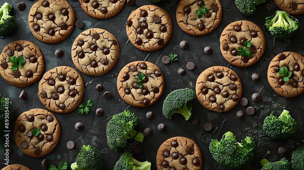 Aufkleber in this board game broccoli beats chocolate chip cookies that means healthy food is better than junk