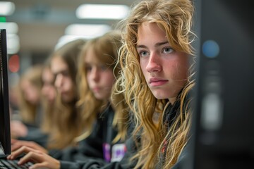 Collaborative Coding: Students Working Together on Digital Projects in Computer Lab