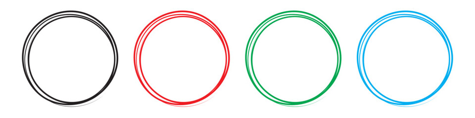 Set of hand drawn doodle ellipses. Scribble bubbles to circle and highlight text. Collection of different brush drawn black circles. Marker round elements isolated on white background. 