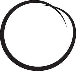 Black circle pen draw. Highlight hand drawn black circle isolated on white background. Handwritten black circle. For marker pen, pencil. Vector eps 10