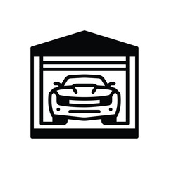 Black solid icon for garage