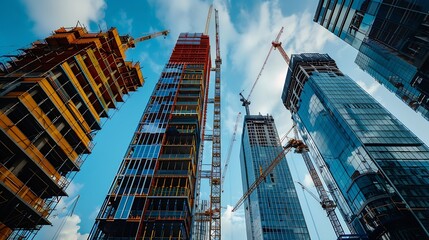 Fototapeta premium Modern skyscraper under construction in the City of London : Generative AI