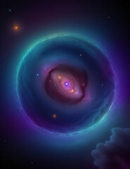 Obraz premium A visually captivating star map of a distant galaxy, featuring constellations, nebulae, and star clusters in a cosmic color palette.