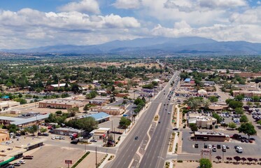 Fototapeta premium Aerila of the city of Santa Fe, New Mexico, United States Of America.