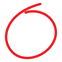 Handwritten red circle. Hand draw circle isolated on white background. For marking text, numbers, marker pen, pencil, logo.