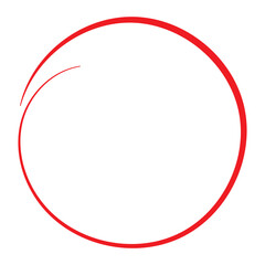 Red circle pen draw. Highlight hand drawn circle isolated on white background. Handwritten red circle. For marker pen, pencil, logo and text check. Vector illustration
