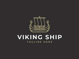 viking ship logo vector illustration. logo template