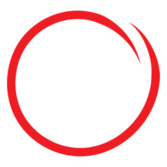 Red circle pen draw. Highlight hand drawn circle isolated on white background. Handwritten red circle. For marker pen, pencil, logo and text check. Vector illustration