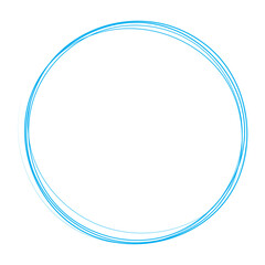 Hand draw blue marker. Blue highlight circles on white background.