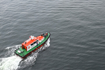 Rescue Or Coast Guard Patrol Boat, Patrolling. Police Motor Boat.