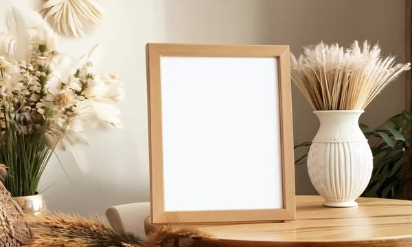 Boho Chic A4 Frame on Table Mockup