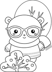 Cute Squirrel Winter Animal Christmas Holiday Cartoon Coloring Activity for Kids and Adult