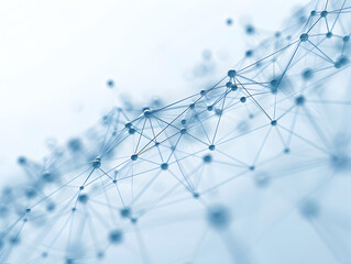 A blue and white image of a network of lines and dots. Concept of complexity and interconnectedness